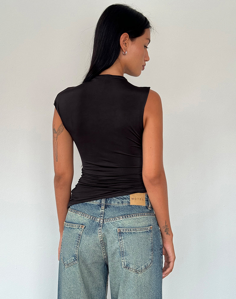 Yeseo Tank Slinky Top in Black-Nico Sky