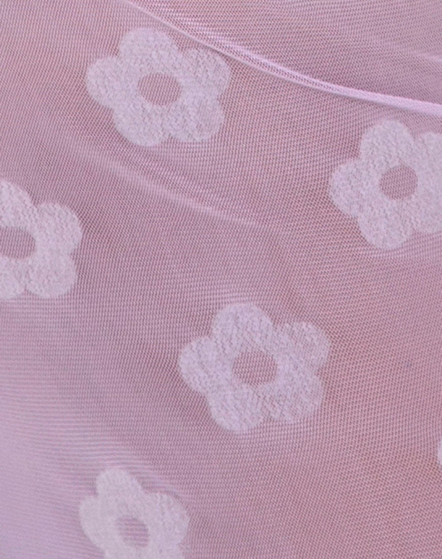 Herlom Flare Trouser in Lilac Mesh Daisy White Flock-Nico Sky