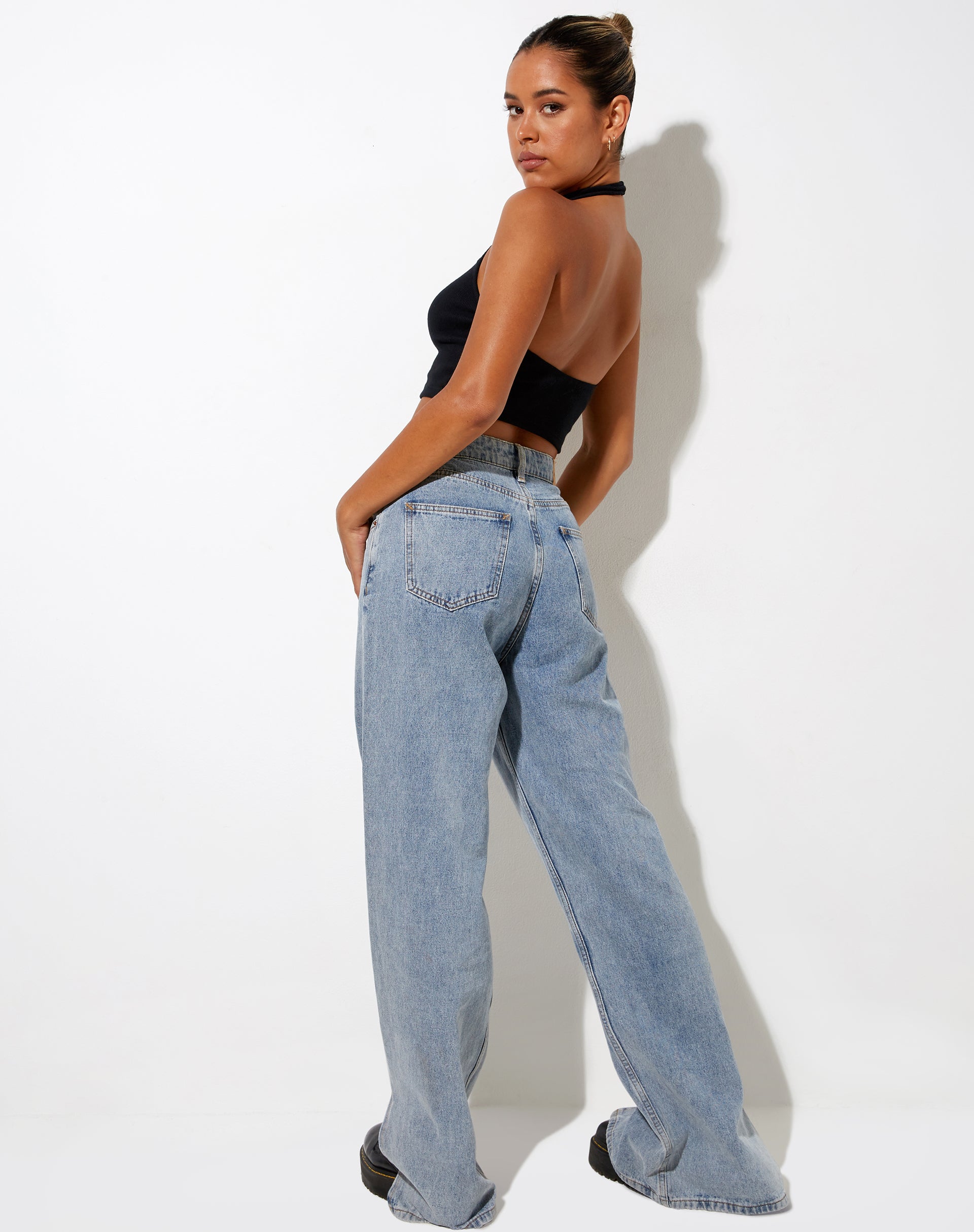 Zagh Top in Rib Black-Nico Sky