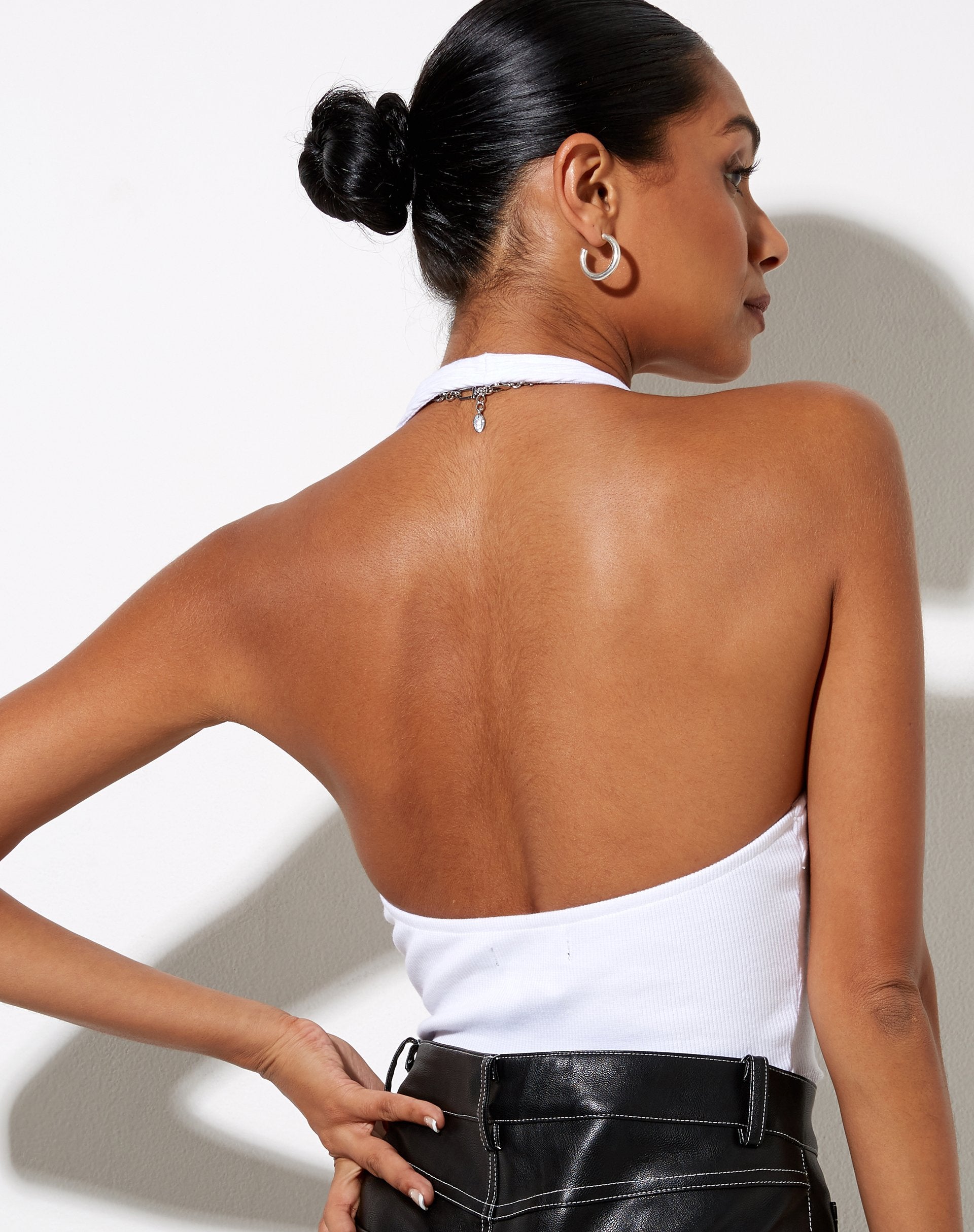 Zagh Top in Rib White-Nico Sky