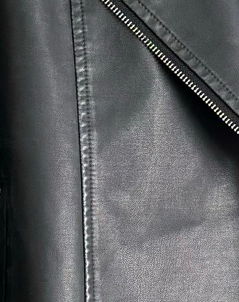 Zebbie Distressed PU Biker Jacket in Black-Nico Sky