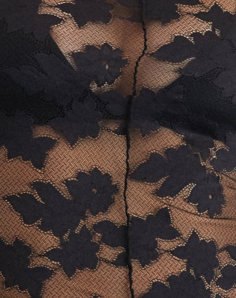 Zerlin Unlined Long Sleeve Top in Lace Black-Nico Sky