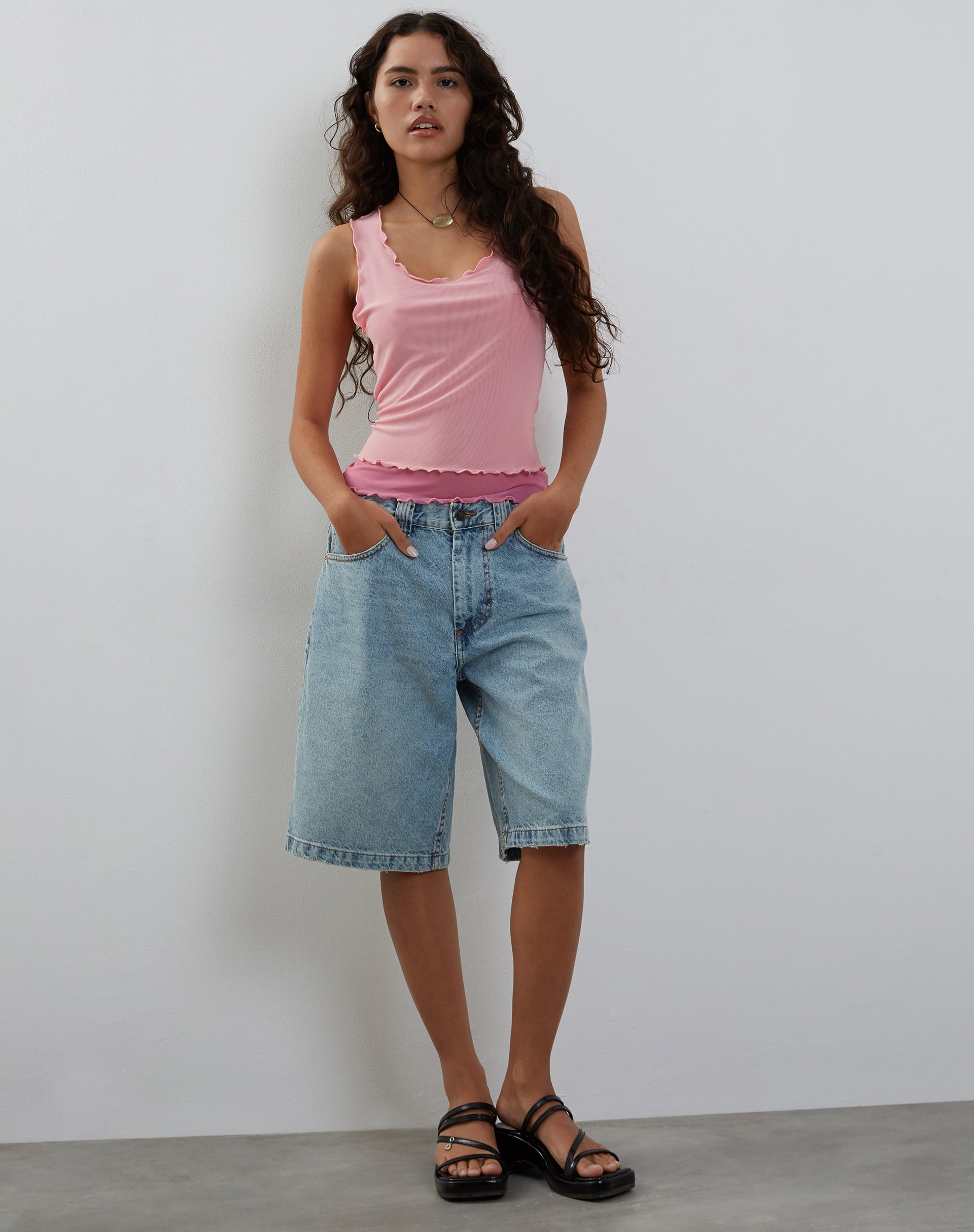 Zeta Vest Top in Pink with Dark Pink Lining-Nico Sky