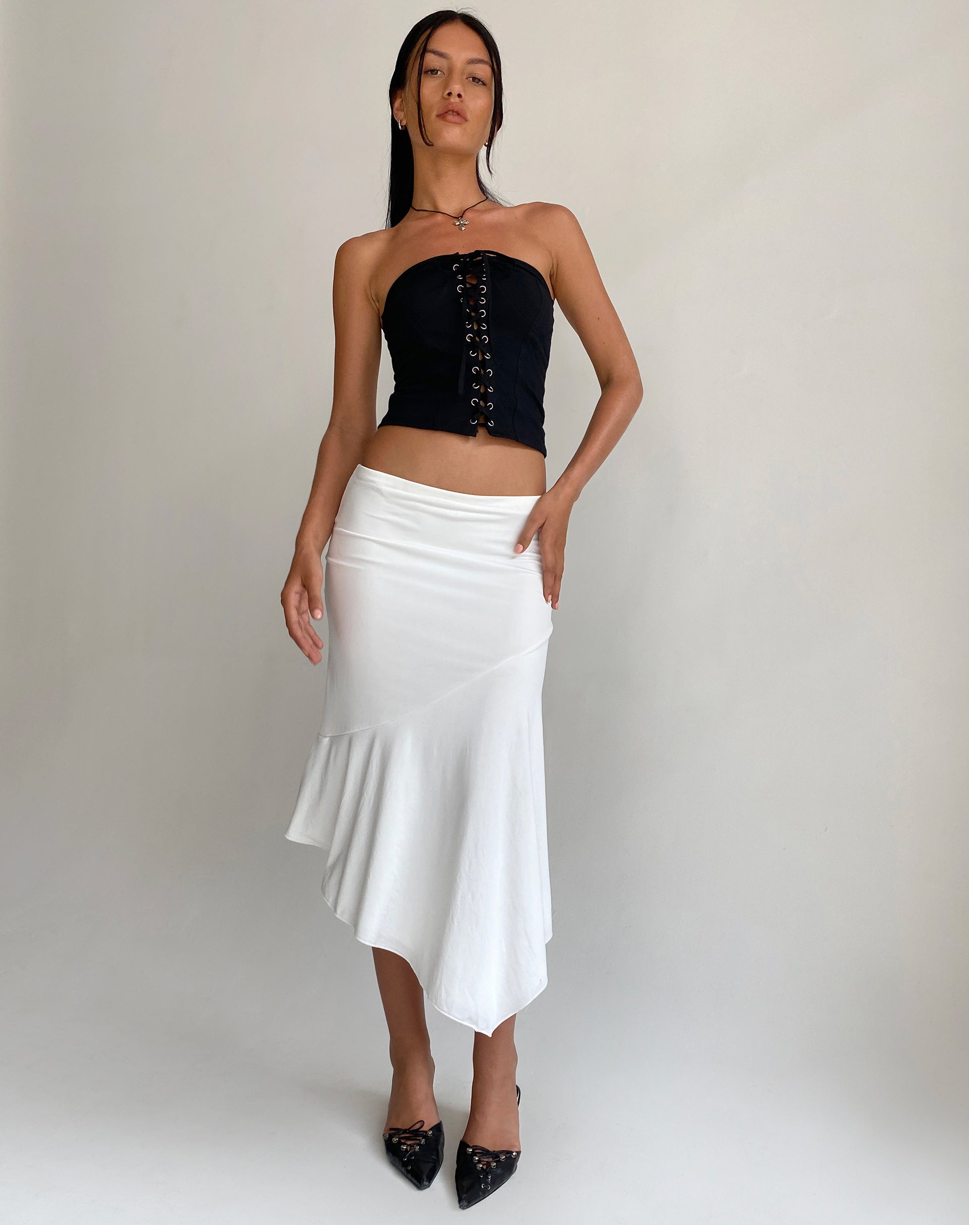 Ziggy Lace Front Bandeau Top in Black-Nico Sky