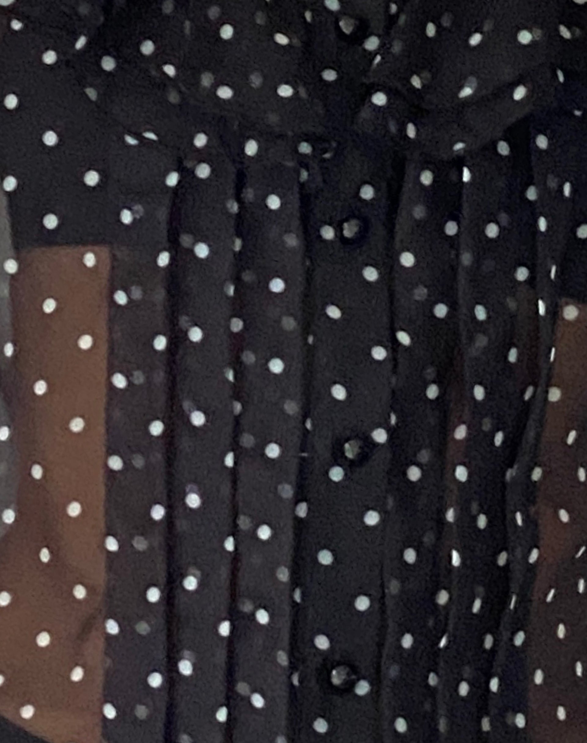 Zinnia Blouse in Polka Black Chiffon-Nico Sky