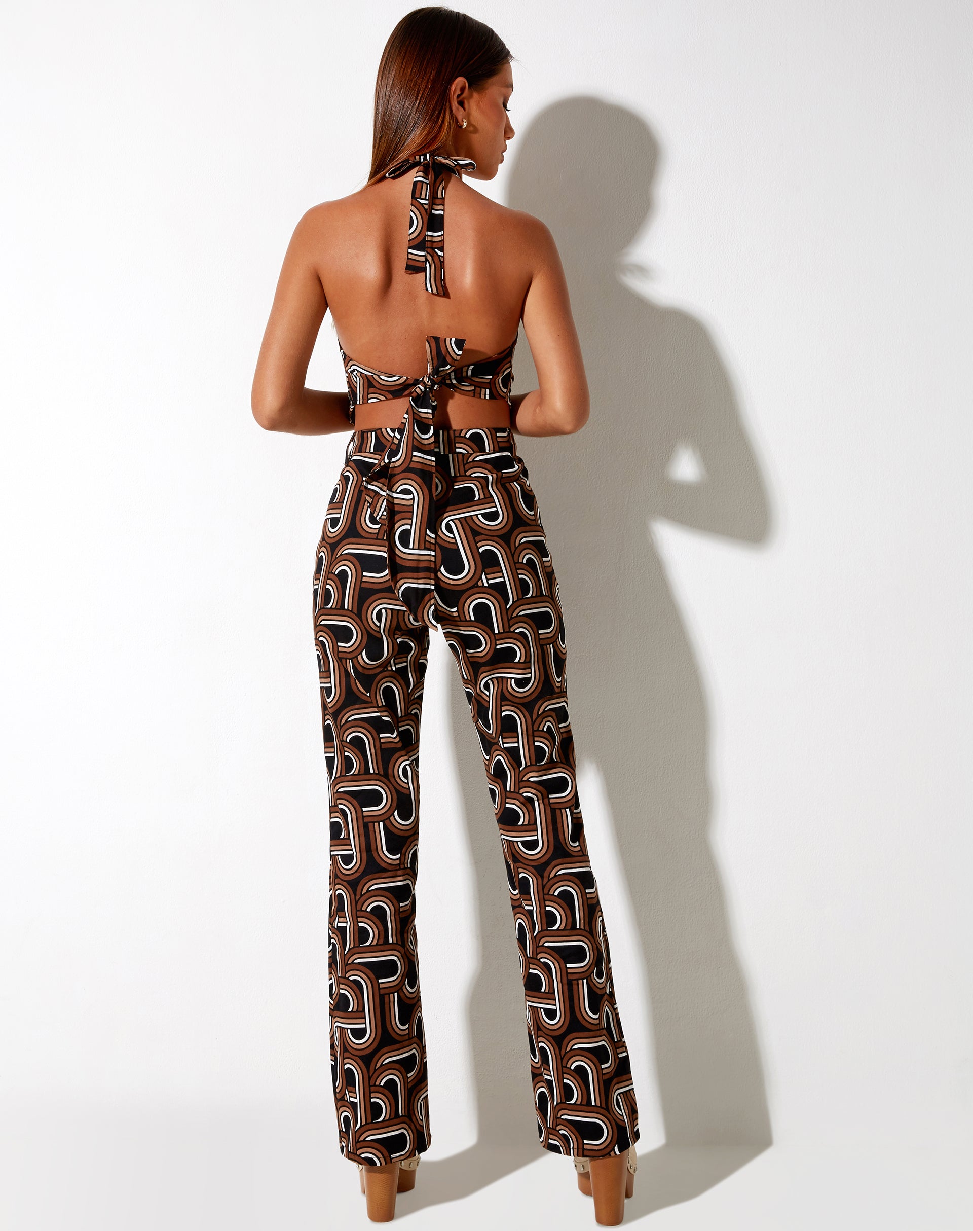 Jida Crop Top in Tonal Interlink Black-Nico Sky