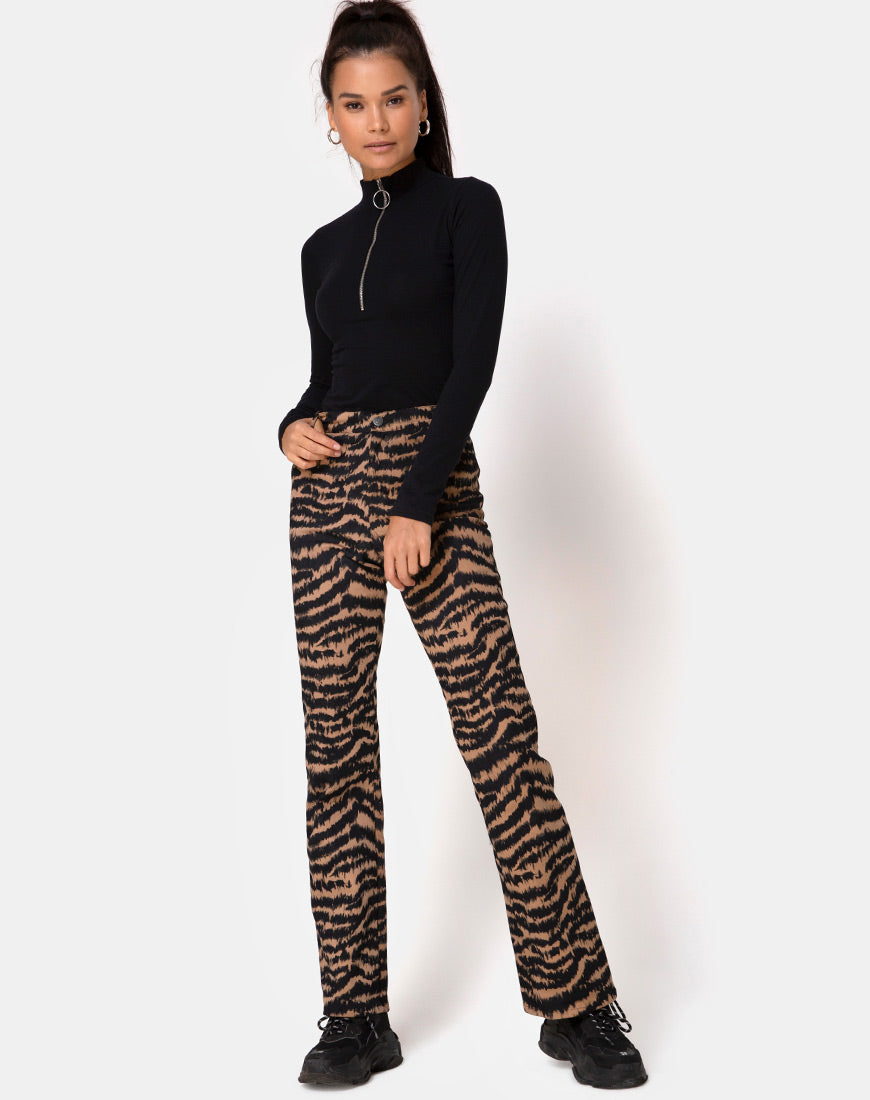 Zoven Trouser in Animal Drip Brown-Nico Sky