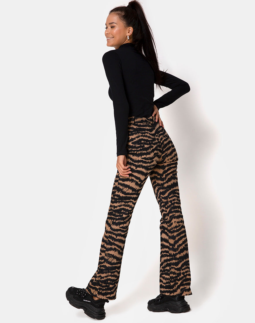 Zoven Trouser in Animal Drip Brown-Nico Sky