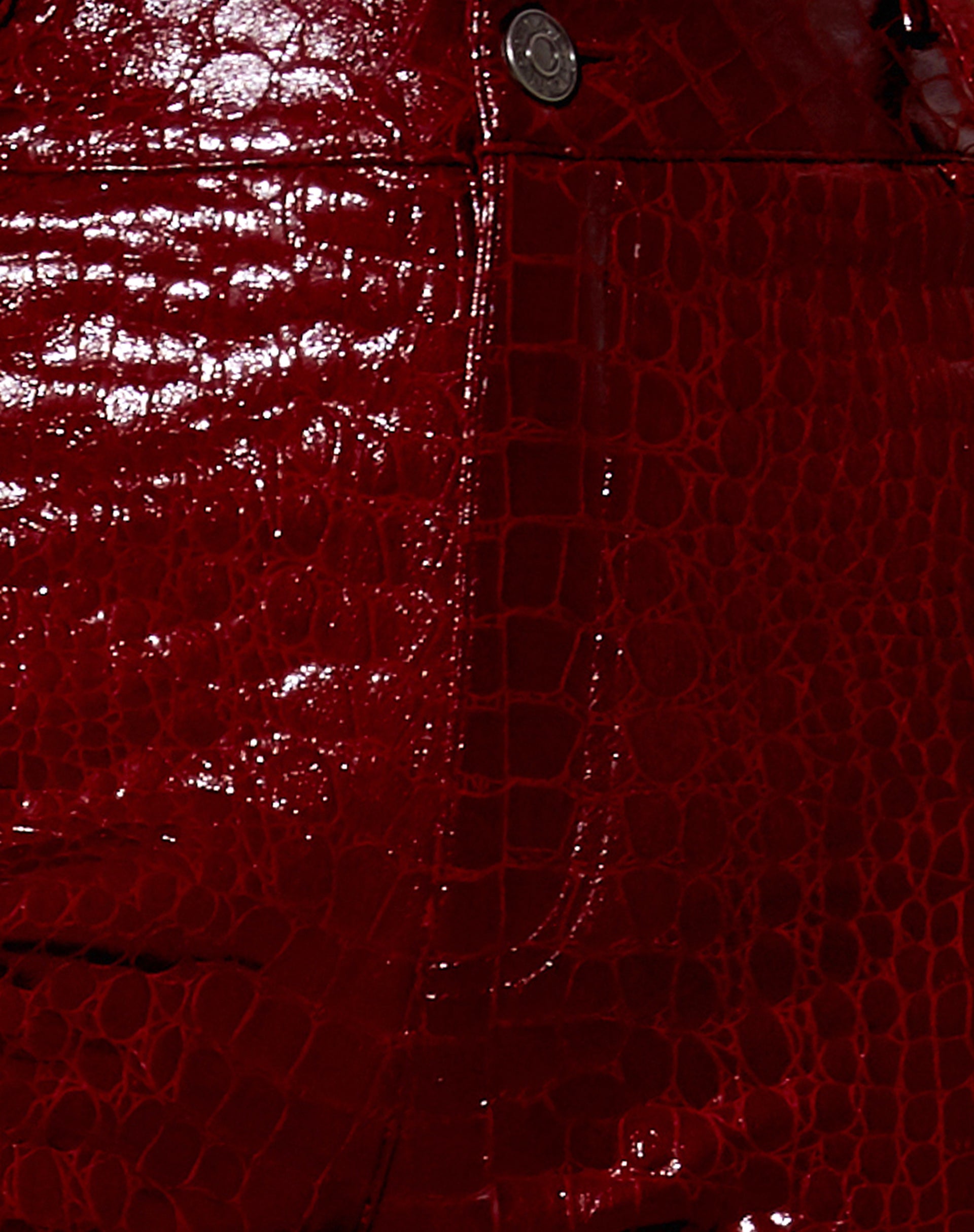 Zoven Trouser in Croc PU Burgundy-Nico Sky