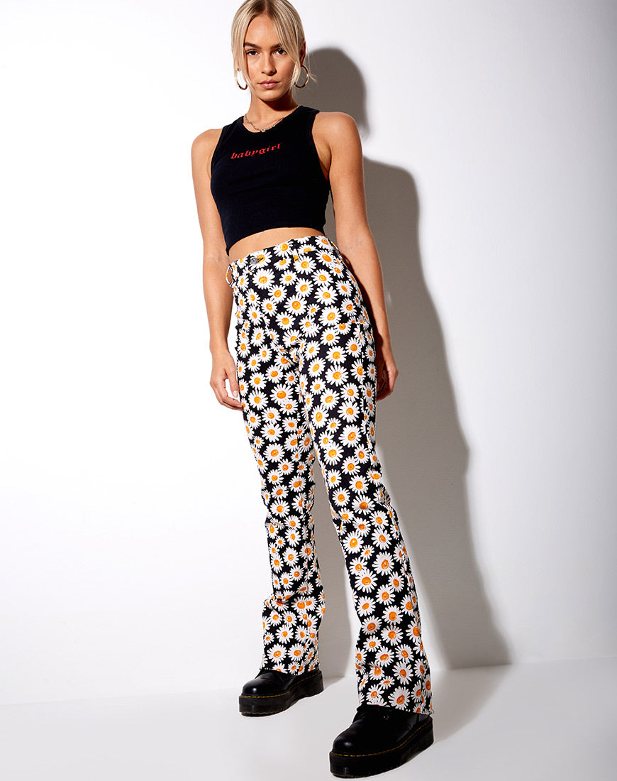 Zoven Trousers in Daisy Love Black-Nico Sky