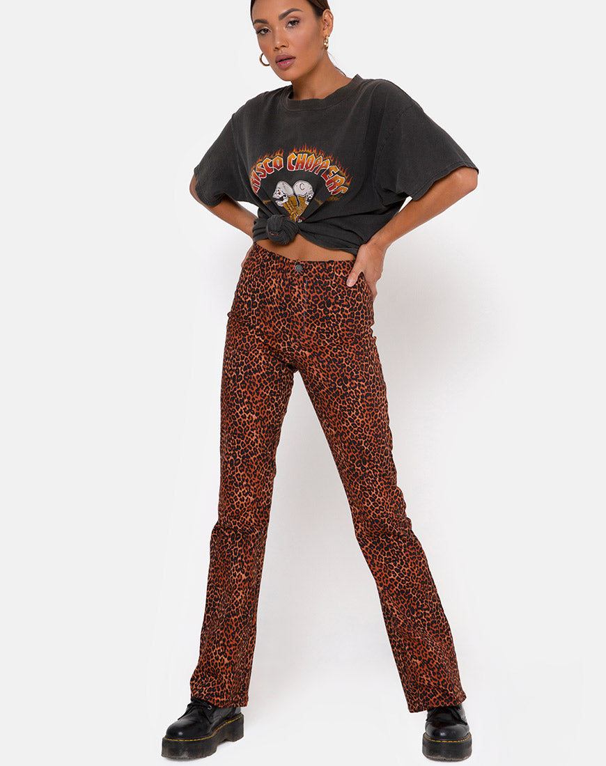 Zoven Trouser in Ditsy Leopard Orange-Nico Sky