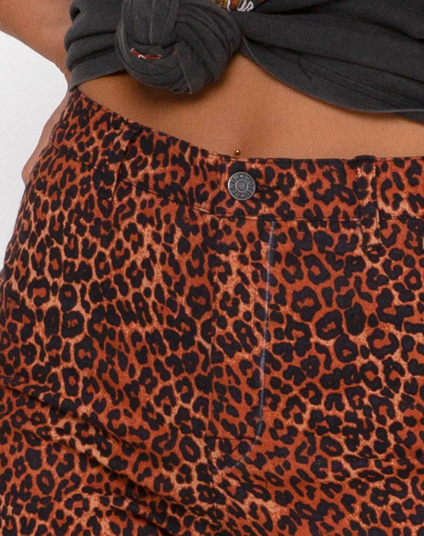 Zoven Trouser in Ditsy Leopard Orange-Nico Sky