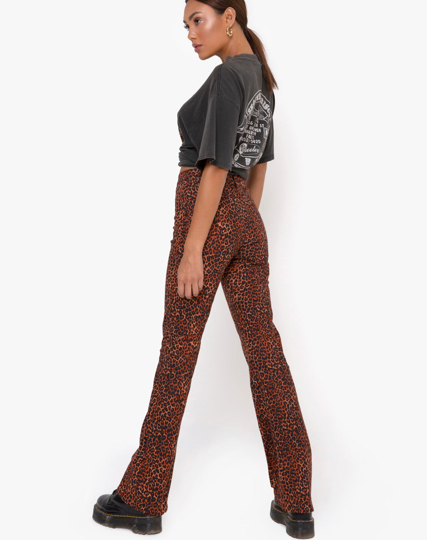 Zoven Trouser in Ditsy Leopard Orange-Nico Sky