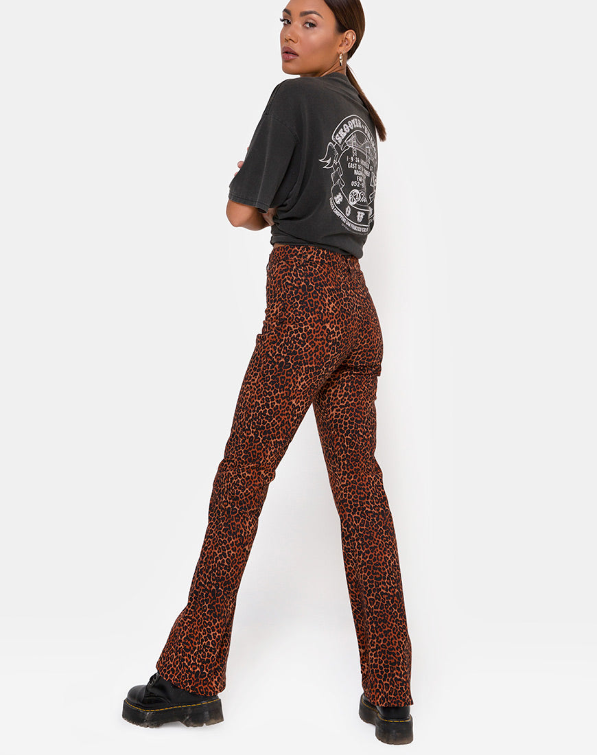 Zoven Trouser in Ditsy Leopard Orange-Nico Sky