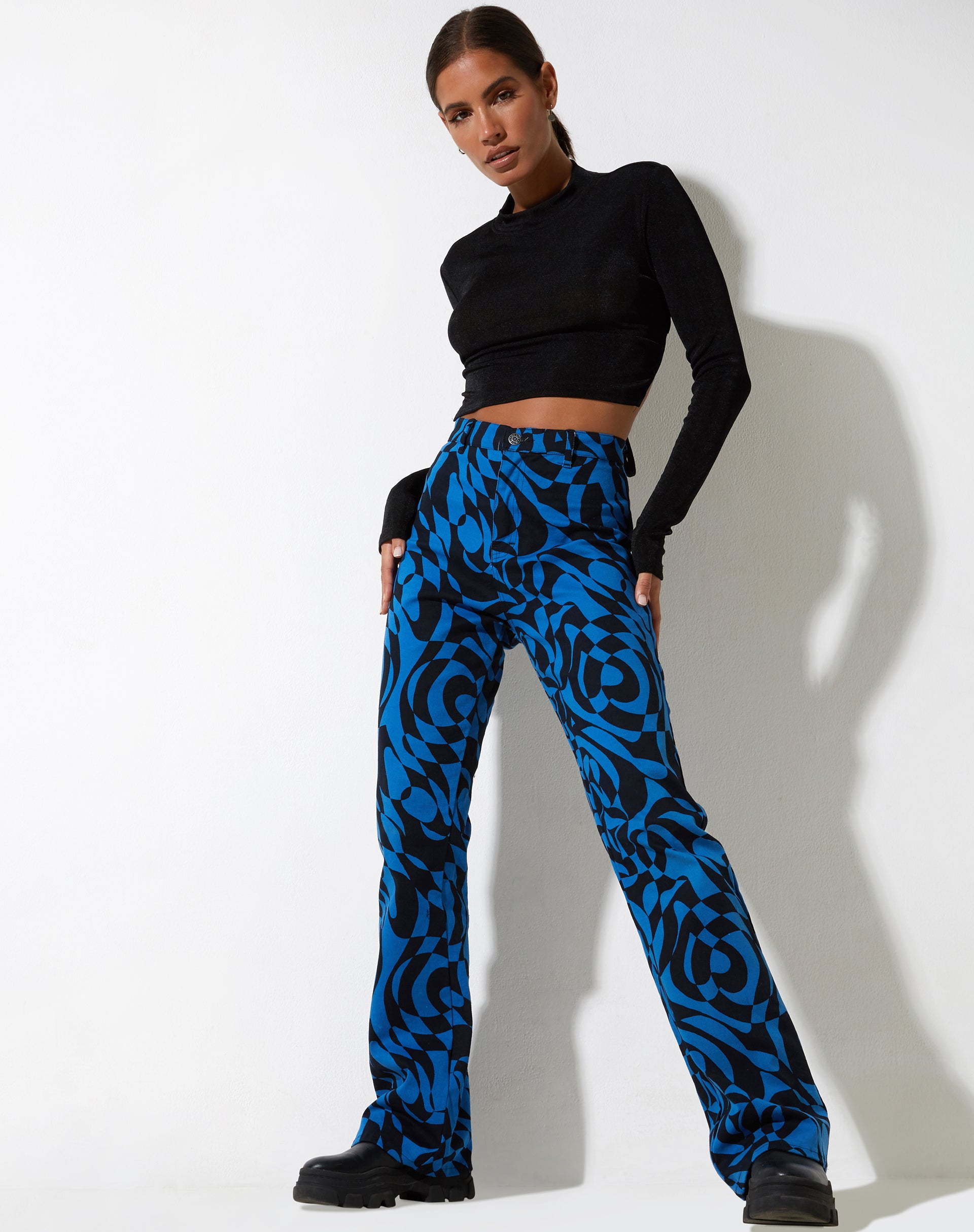 Zoven Trouser in Irregular Optic Blue-Nico Sky