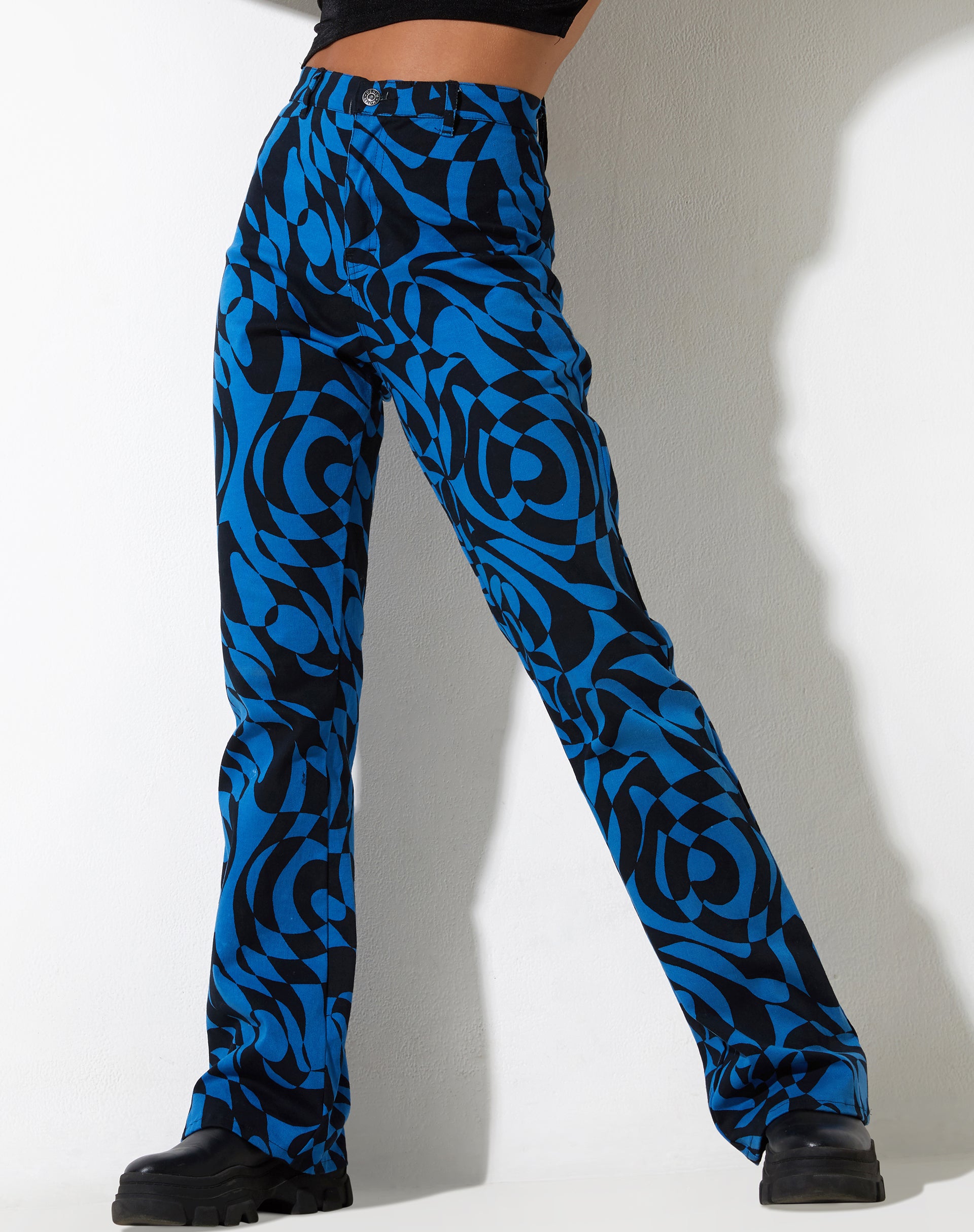 Zoven Trouser in Irregular Optic Blue-Nico Sky