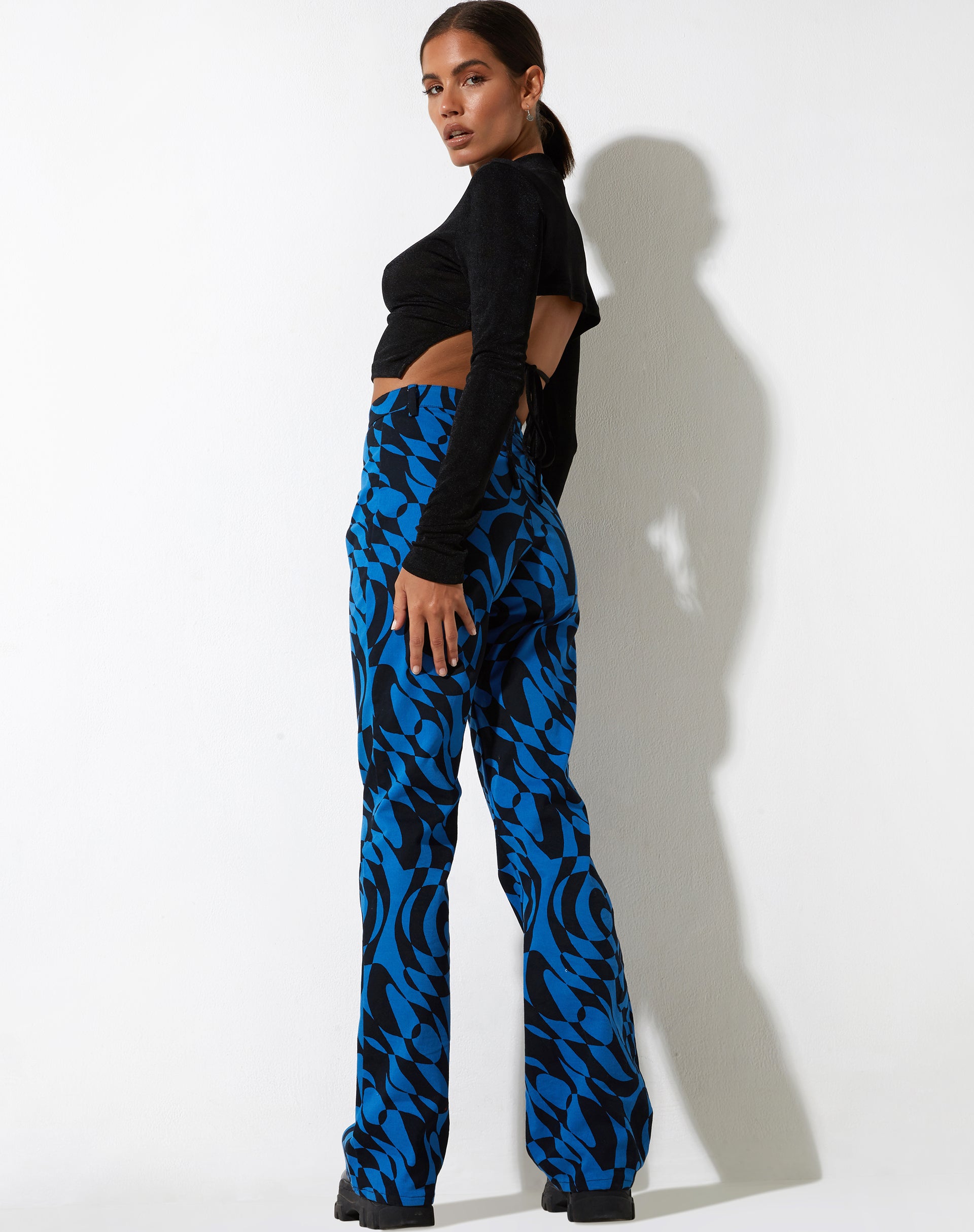 Zoven Trouser in Irregular Optic Blue-Nico Sky