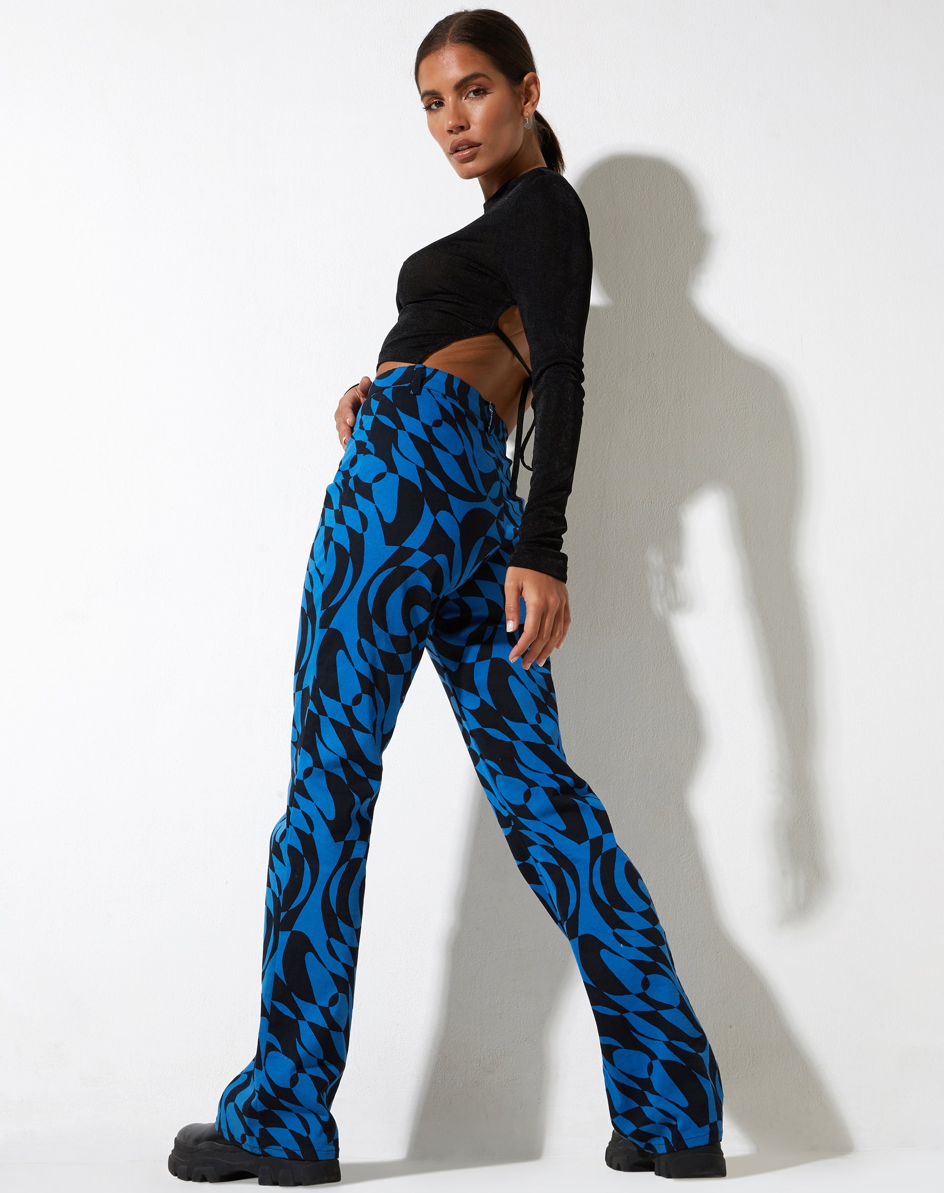 Zoven Trouser in Irregular Optic Blue-Nico Sky