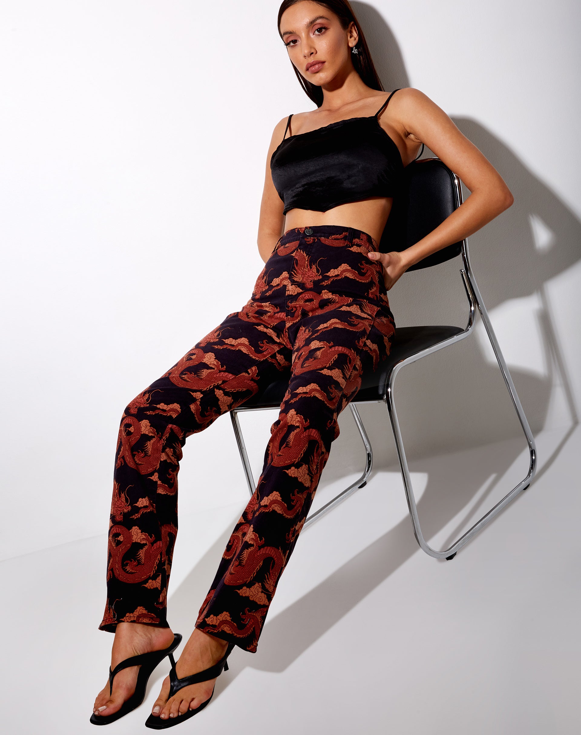 Zoven Flare Trouser in Tonal Dragon Orange-Nico Sky