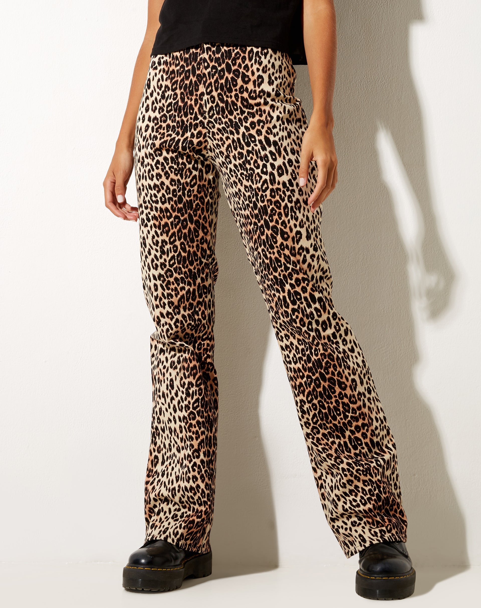 Zoven Flare Trouser in True Leopard-Nico Sky