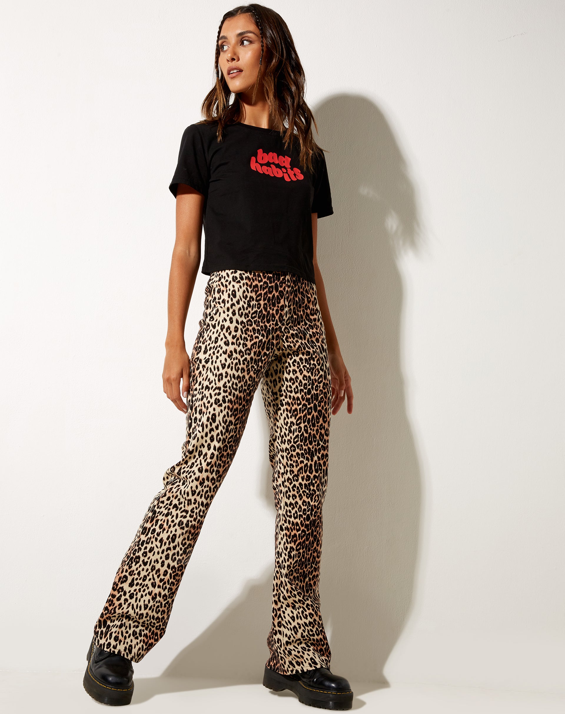 Zoven Flare Trouser in True Leopard-Nico Sky