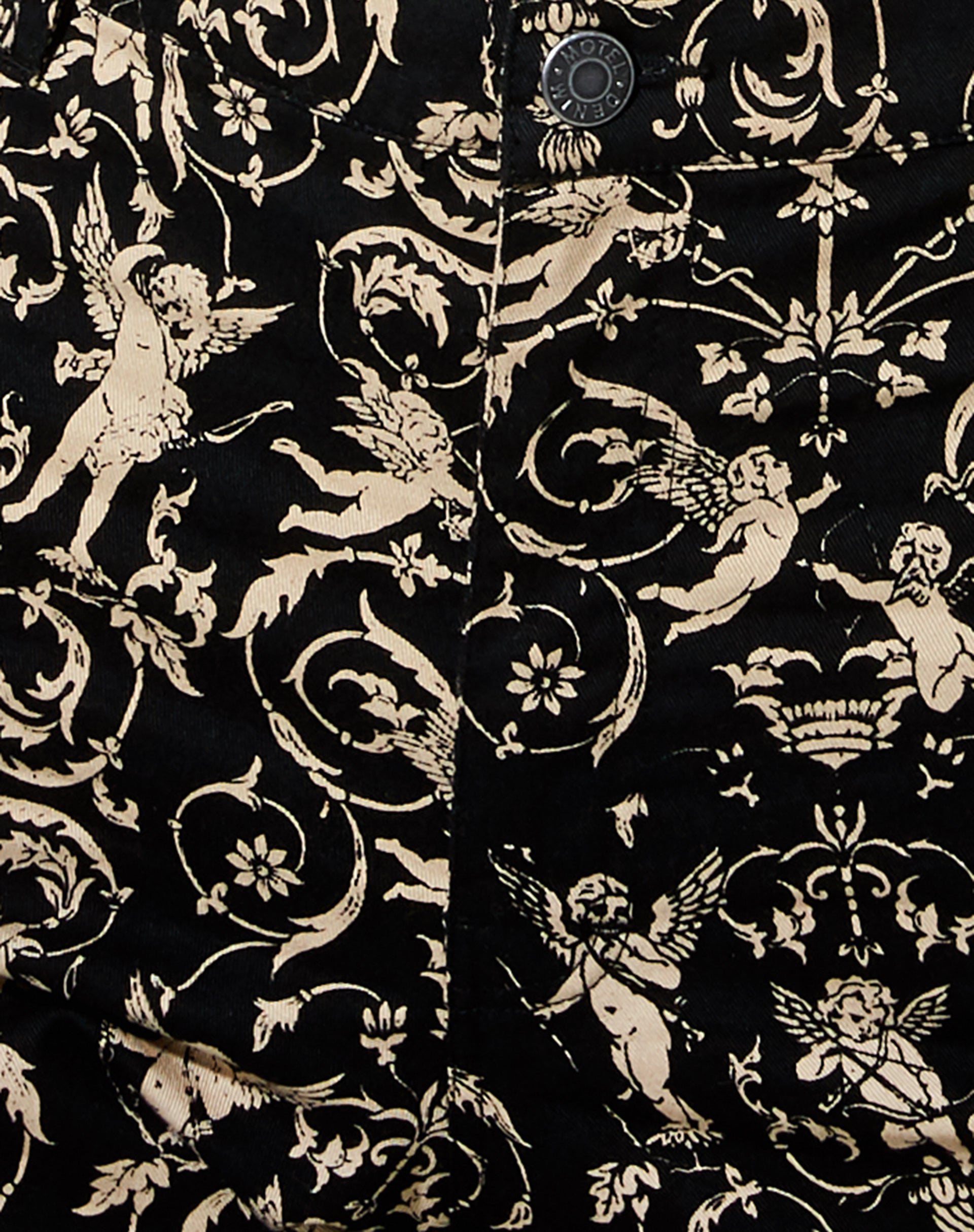 Zoven Flare Trouser in Baroque Cherub Black and Gold-Nico Sky