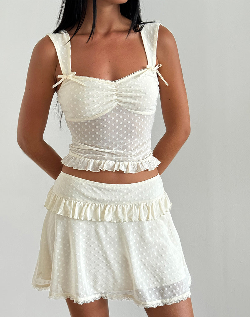 Bartila Top in Ivory Polka Flock-Nico Sky