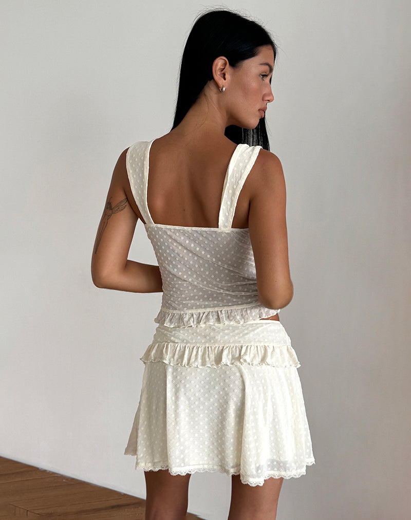 Bartila Top in Ivory Polka Flock-Nico Sky