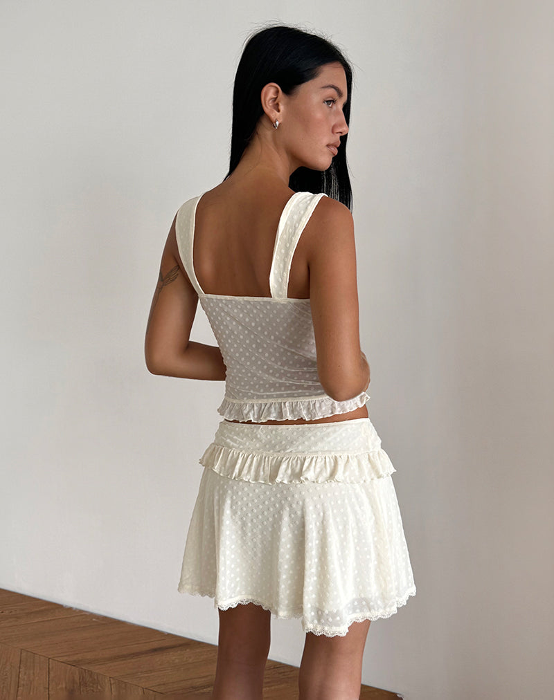 Gastri Mini Skirt in Ivory Polka Flock-Nico Sky