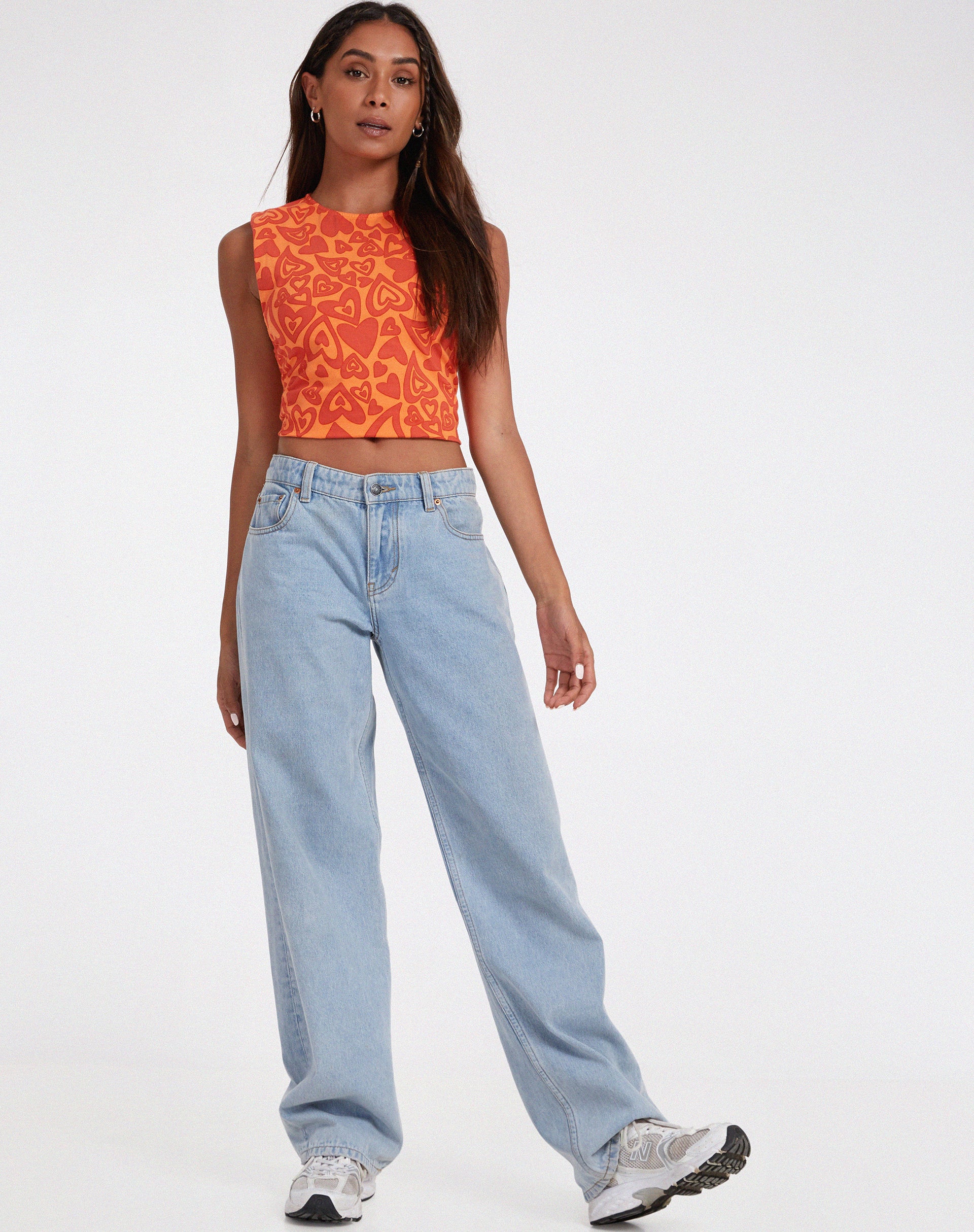 Baruna Top in Retro Heart Orange-Nico Sky