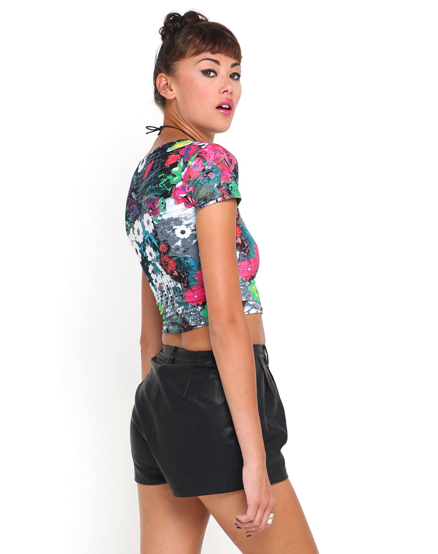Motel Tabby Crop in Pink Southern Floral Highlight Print-Nico Sky