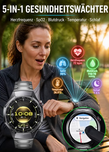 Premium Gesundheits-Smartwatch | Bluetooth-Telefonie | GPS-Tracking | 80m Wasserdicht ⌚❤️