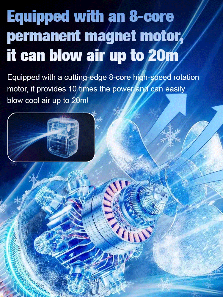 3-in-1 Spray Cooling Fan ❄️8-core high-power motor for super strong wind 🚀Instant cooling down by 20°C ❄️Whole-room cool comfort all summer long 🏠