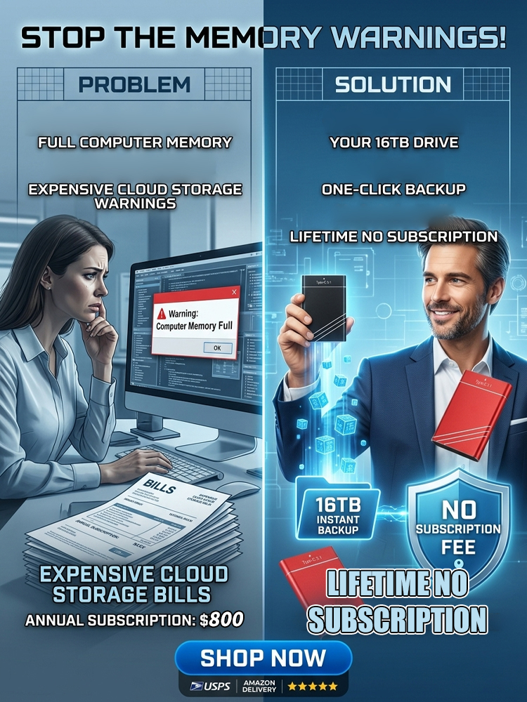 🚀 16TB Massive Storage! Passed strict FCC tests, zero data security risks, plug-and-play. Buy now and enjoy lifetime subscription-free access!