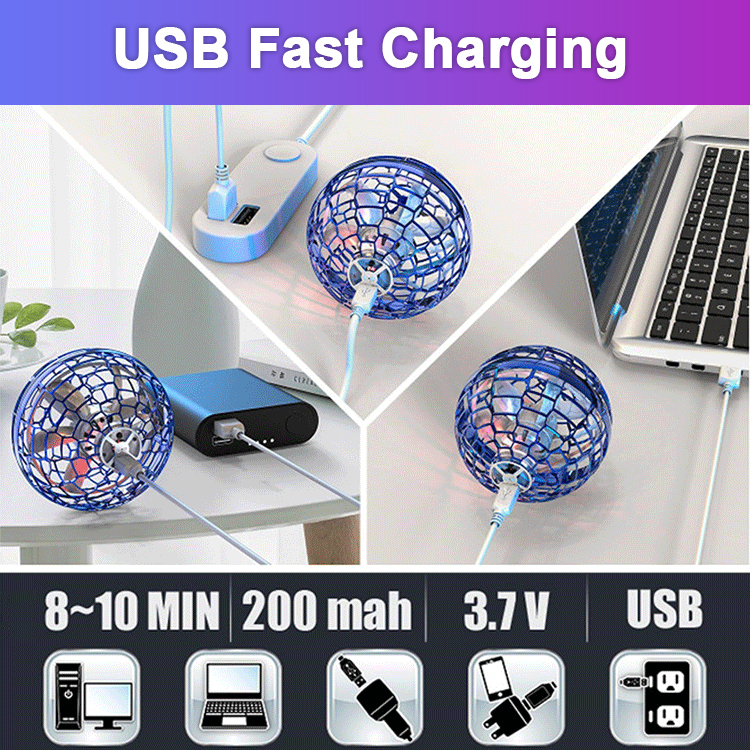 🎄 Christmas Gift Alert! 4-Axis Gyro Magic Flying Ball with LED Dazzling Lights & Auto-Return ✨