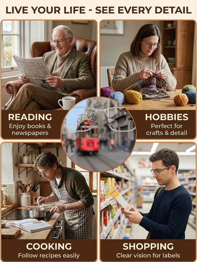 Stop switching glasses constantly! German-engineered multifocal reading glasses with aerospace-grade titanium alloy material. 👓 Adjustable from 0 to 1000 degrees, ✅ Recommended by eye care experts.