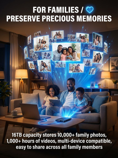 🚀 16TB Massive Storage! Passed strict FCC tests, zero data security risks, plug-and-play. Buy now and enjoy lifetime subscription-free access!