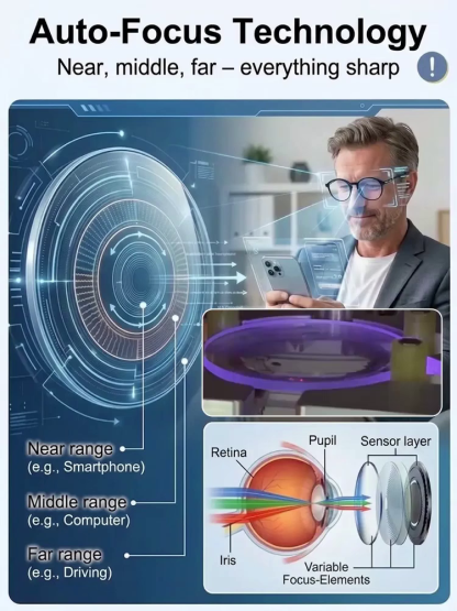 ✅Stop swapping glasses. One pair auto-adjusts to your vision instantly.