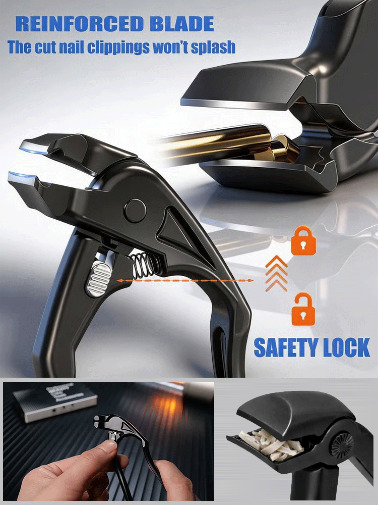 【Ergonomic Design】Stainless Steel Splash-Proof Nail Clippers. No strenuous squeezing required.