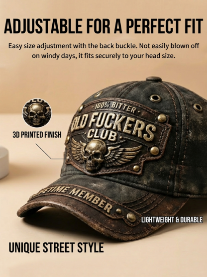 🧢With Attitude Built-In | Old Fuckers Club American Vintage Cap, featuring 3D embossed embroidery + printing technology