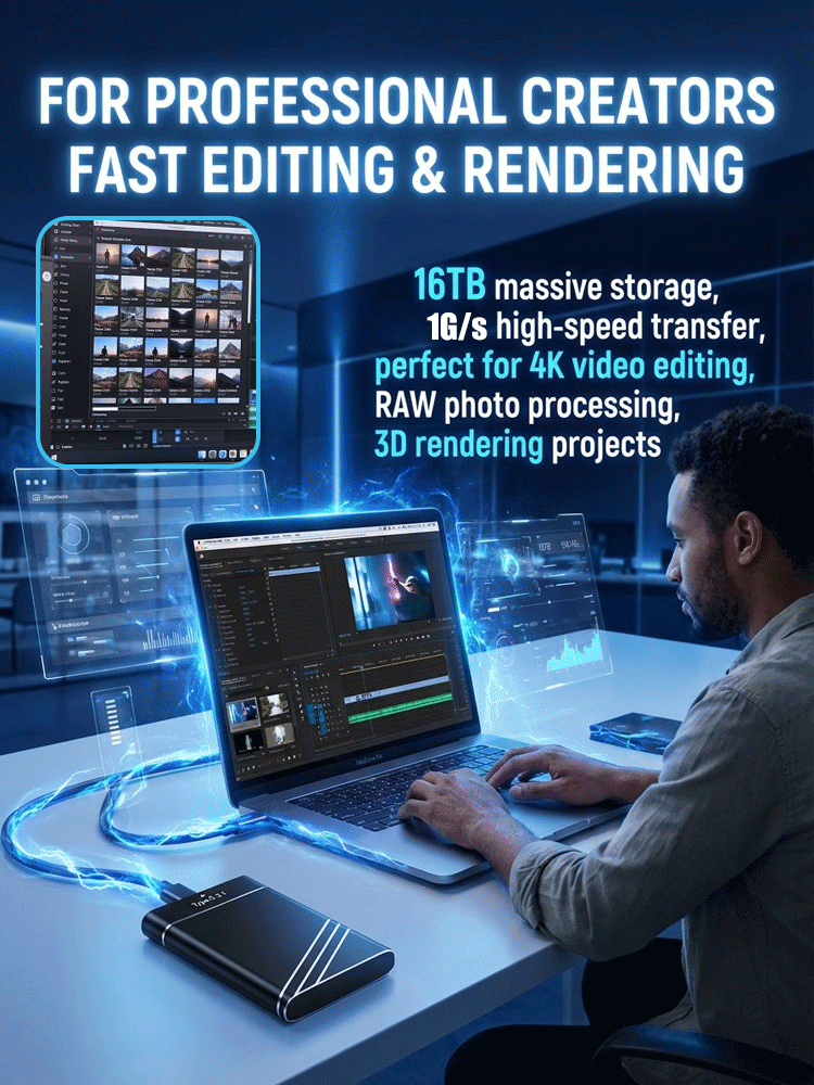 🚀 16TB Massive Storage! Passed strict FCC tests, zero data security risks, plug-and-play. Buy now and enjoy lifetime subscription-free access!