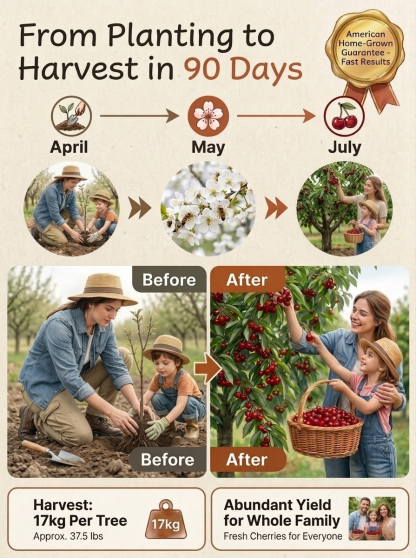 🍒 Enjoy Premium Bing Cherries at Home! Self-pollinating, bears fruit even with just one tree! Huge, sweet, top-quality fruit! Full refund if the tree doesn’t survive!