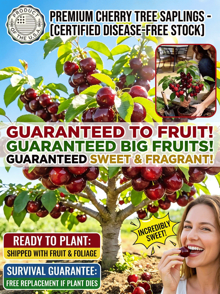 🍒 Enjoy Premium Bing Cherries at Home! Self-pollinating, bears fruit even with just one tree! Huge, sweet, top-quality fruit! Full refund if the tree doesn’t survive!