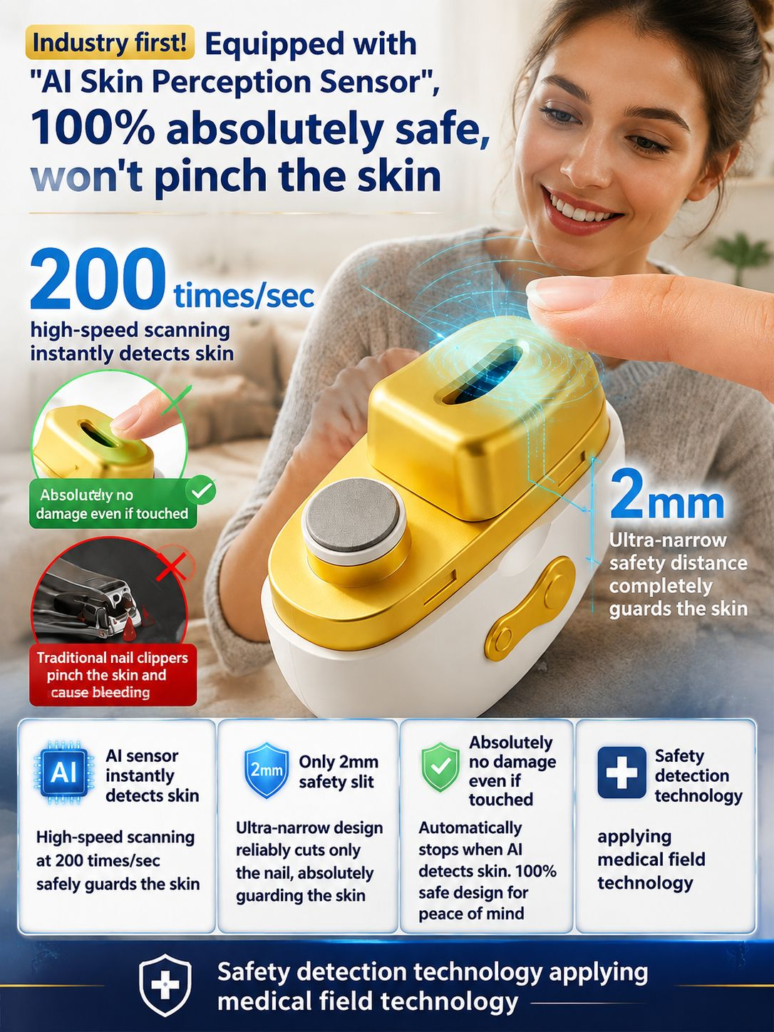 ⚡ Electric Nail Clipper: Smooth rounded nails in just 10 seconds 🚫 No more cuts or bleeding 💅