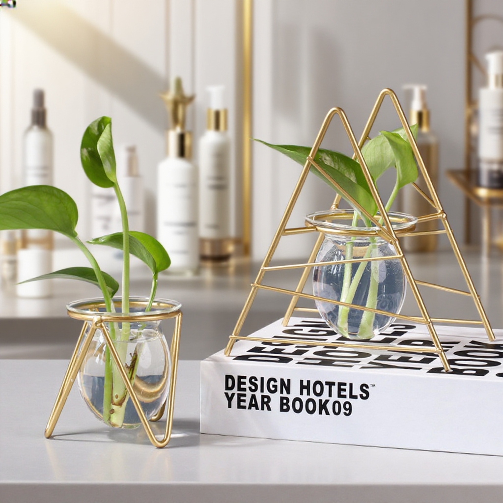 Skleněná průhledná váza na květiny do obývacího pokoje, dekorativní květináč na vodní rostliny