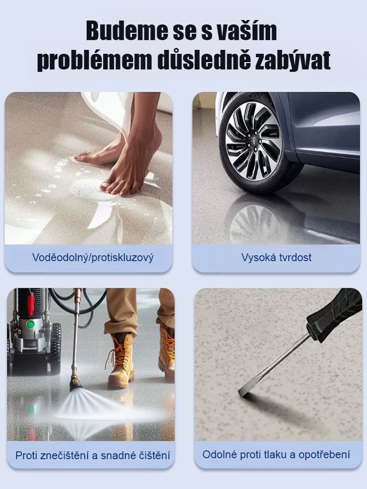 Jednorázová aplikace: modernizace epoxidového barevného pískového podlahového nátěru