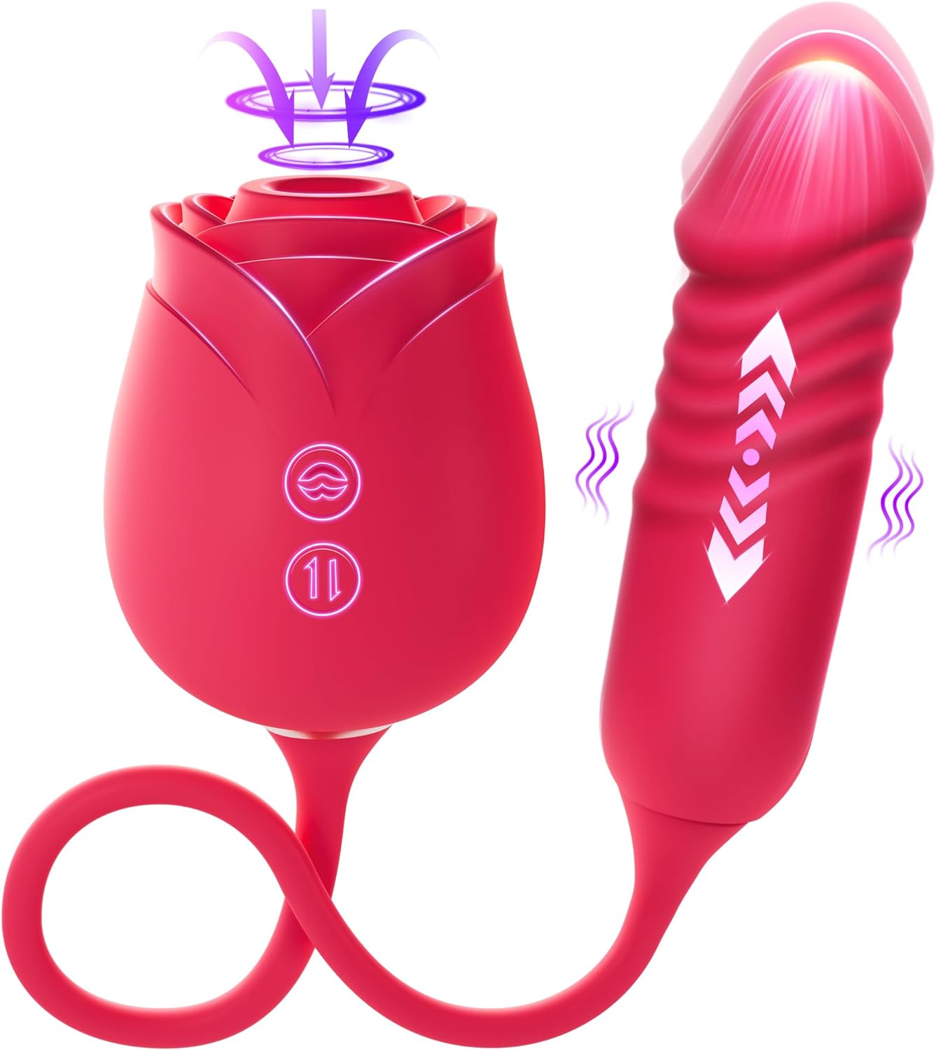 USB-Rechargeable Rose Suction & Vibrating G-Spot Vibrator – Multi-Function Clitoral & Couples Pleasure Toy
