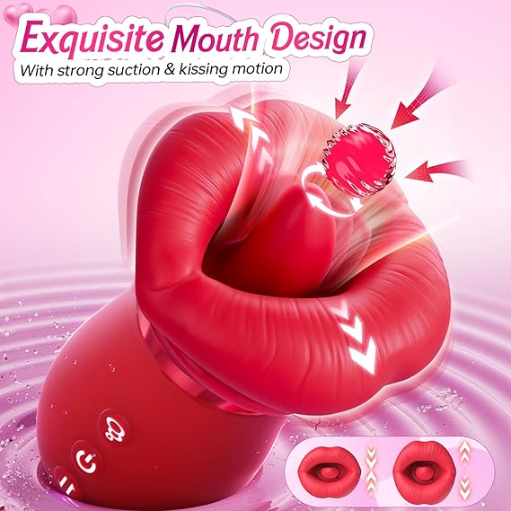 Vibrator Adult Sex Toys for Women -  5IN1 Mouth Sucking Vibrator Rose Sex Toy, 10 Tongue Licking, 3 Auto & 1 Manual Sucking Adult Toys New APP, Anal Clit Nipple Vibrators Female Couples Sex Toys