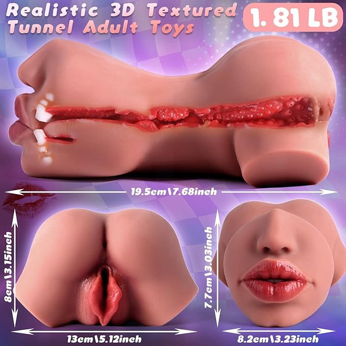 Pocket Pussy Male Masturbator Sex Toys for Men - Adult Toys 2 in 1 Pocket Pussies Lifelike Oral Masturbation Male Stroker for Mouth Sex, Realistic Blowjob Masturbators Adult Sex Toys for Men Pleasure