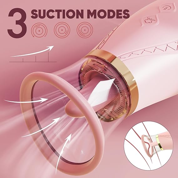  Clitoral Sucking Vibrator Sex Toys, 3 Sucking 9 Licking Modes Nipples Clit Sucker for Quick Orgasm, Tongue Vibrators Adult Toys for Women Couples (Lotus Pink)